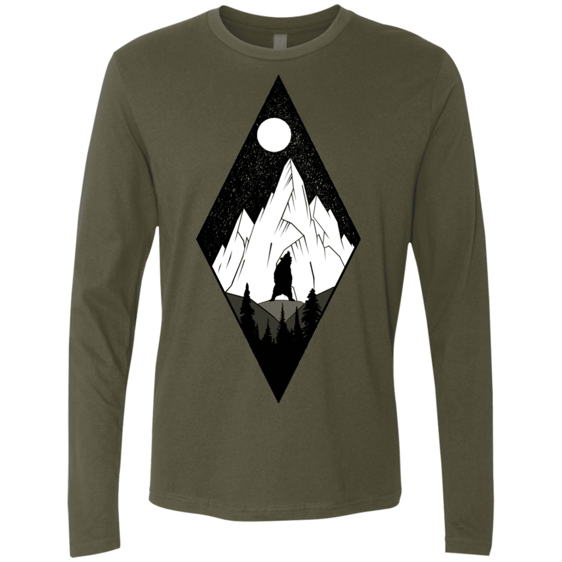 T-Shirts Military Green / S Bear Diamond Men's Premium Long Sleeve