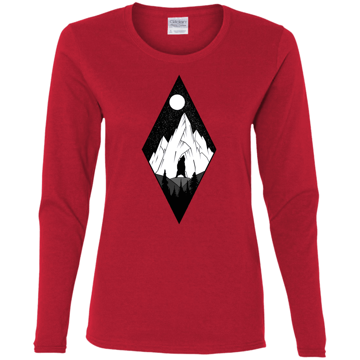 T-Shirts Red / S Bear Diamond Women's Long Sleeve T-Shirt