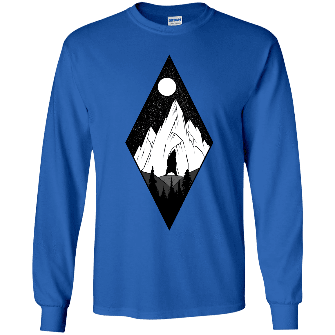 T-Shirts Royal / YS Bear Diamond Youth Long Sleeve T-Shirt