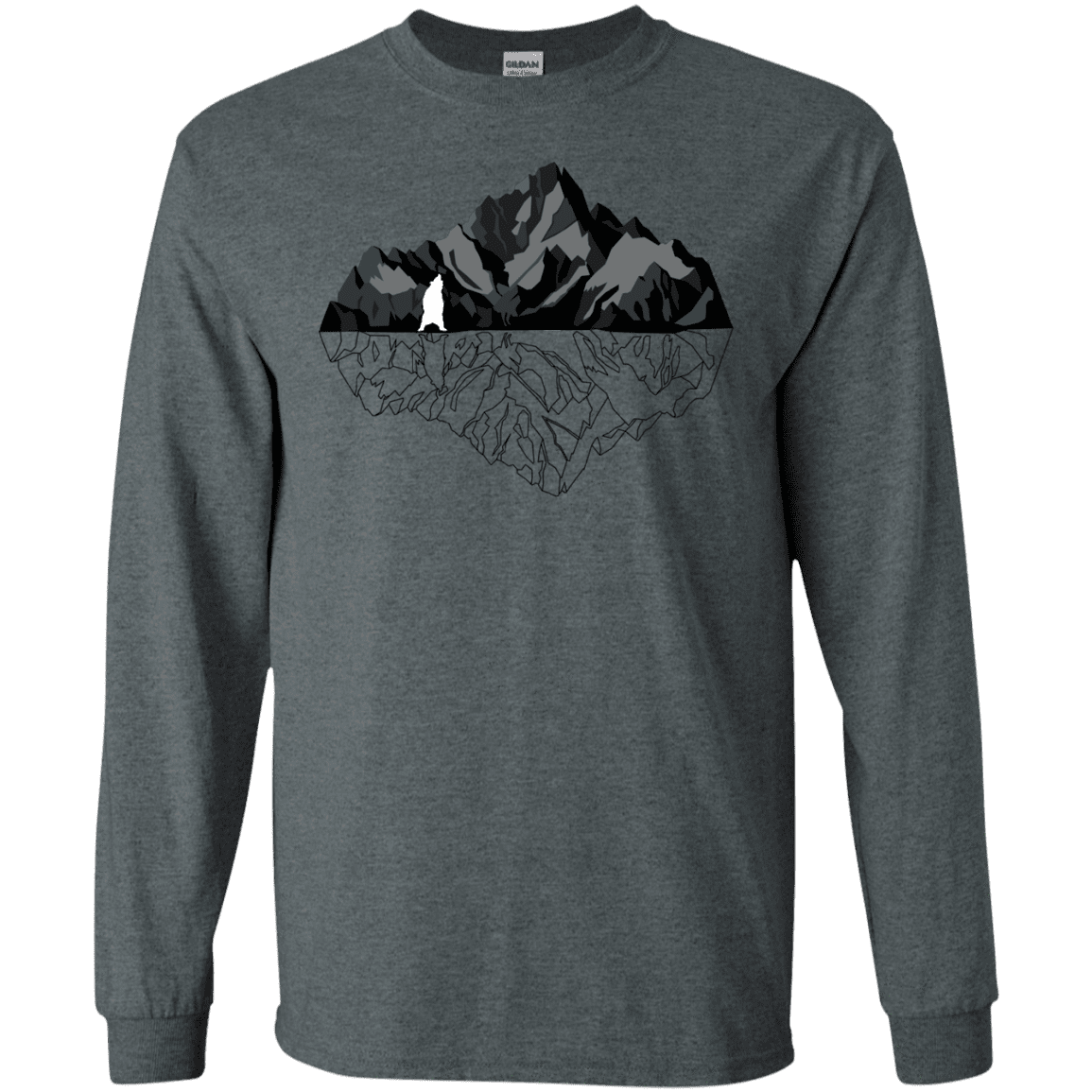 T-Shirts Dark Heather / S Bear Reflection Men's Long Sleeve T-Shirt