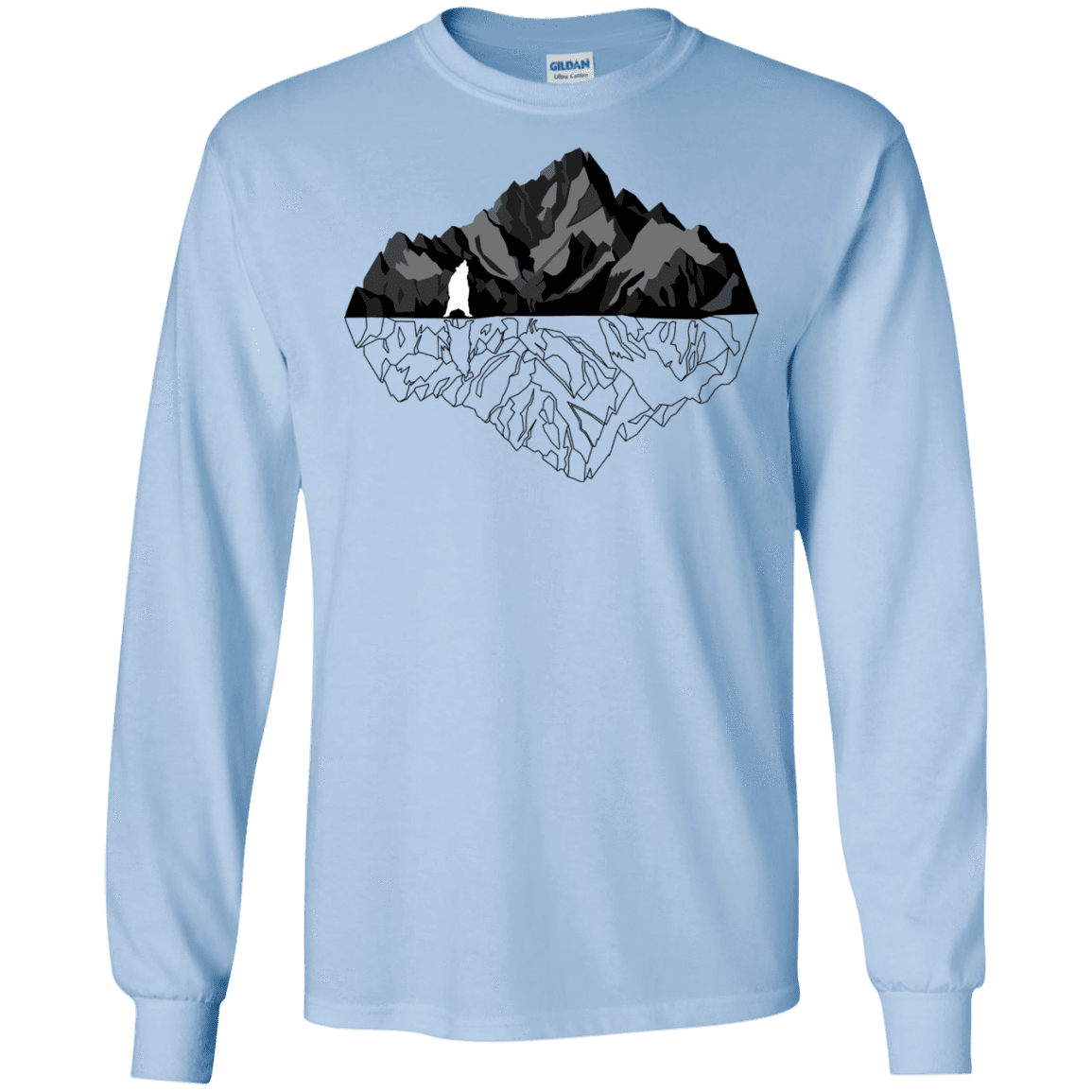 T-Shirts Light Blue / S Bear Reflection Men's Long Sleeve T-Shirt