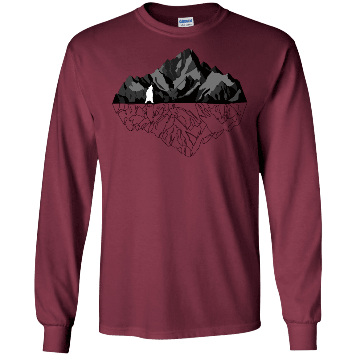T-Shirts Maroon / S Bear Reflection Men's Long Sleeve T-Shirt
