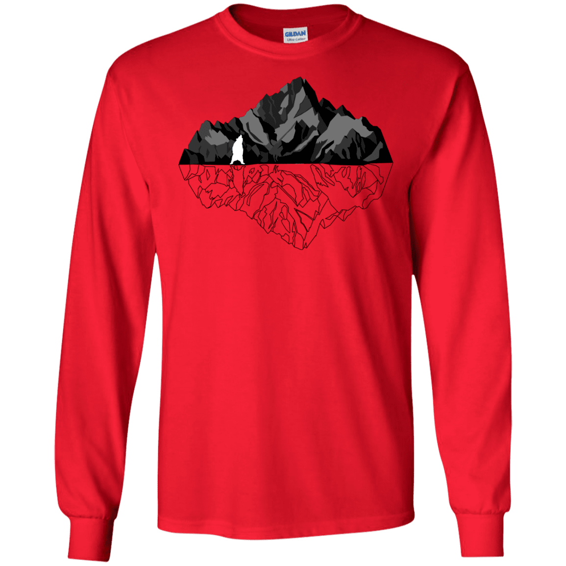 T-Shirts Red / S Bear Reflection Men's Long Sleeve T-Shirt