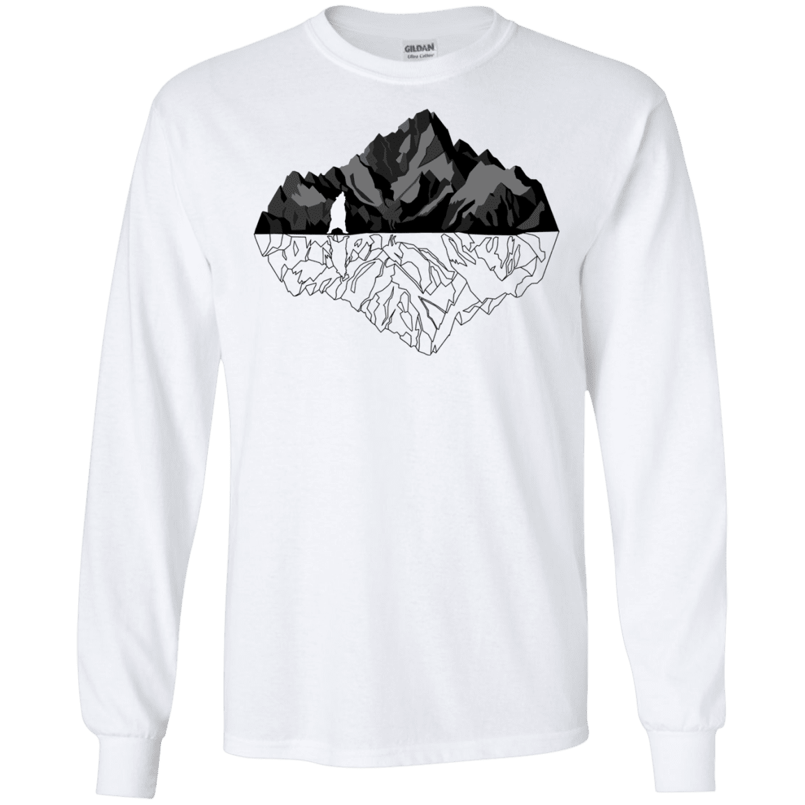 T-Shirts White / S Bear Reflection Men's Long Sleeve T-Shirt