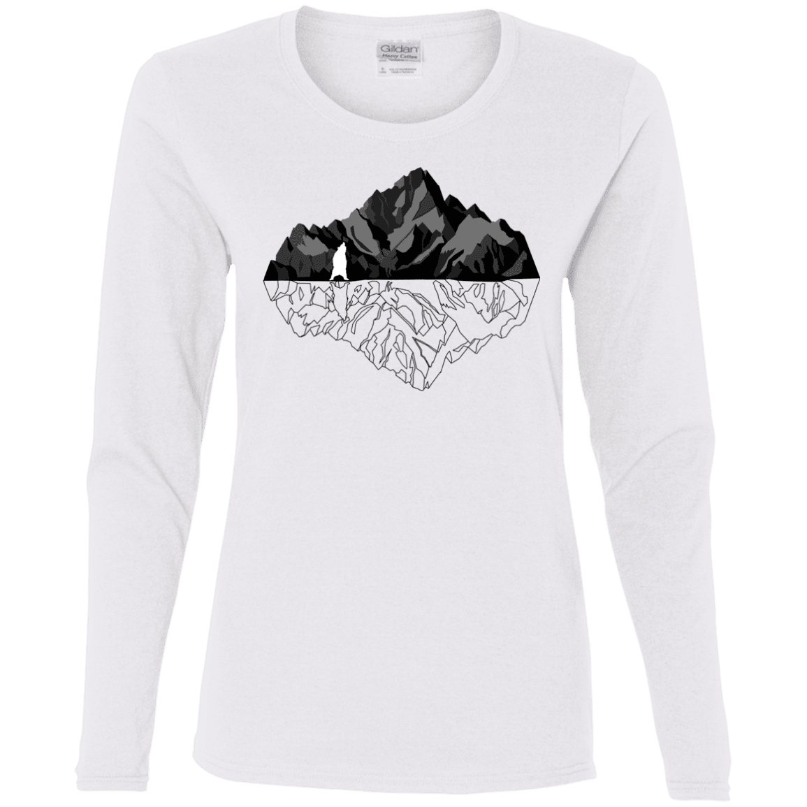 T-Shirts White / S Bear Reflection Women's Long Sleeve T-Shirt