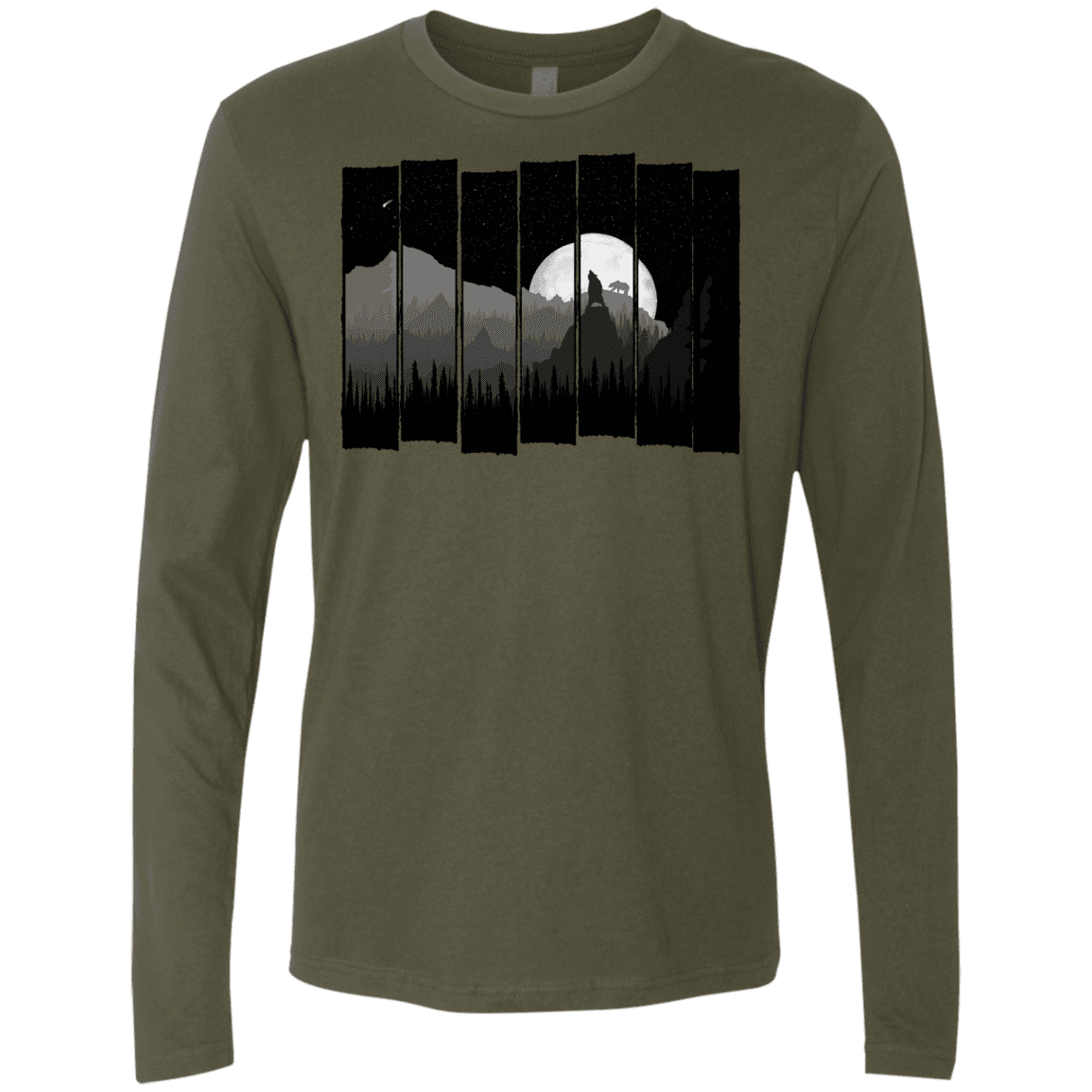 T-Shirts Military Green / S Bear Slats Men's Premium Long Sleeve