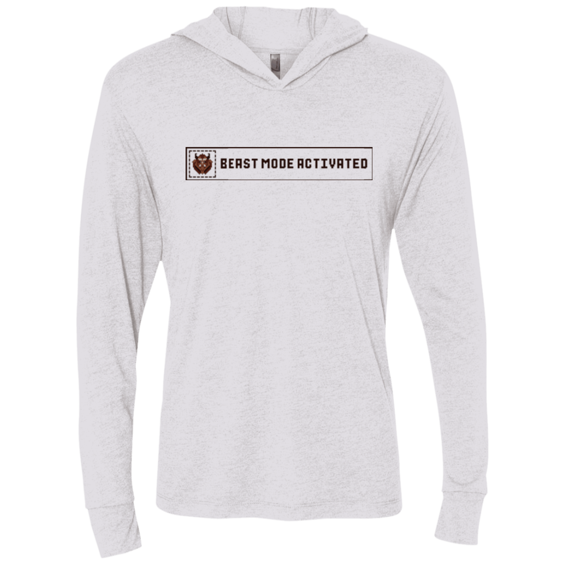 T-Shirts Heather White / X-Small Beast Mode Activated Triblend Long Sleeve Hoodie Tee