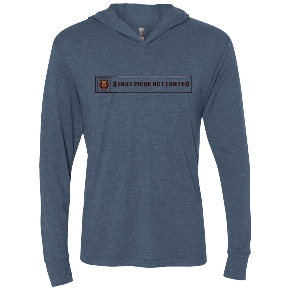 T-Shirts Indigo / X-Small Beast Mode Activated Triblend Long Sleeve Hoodie Tee