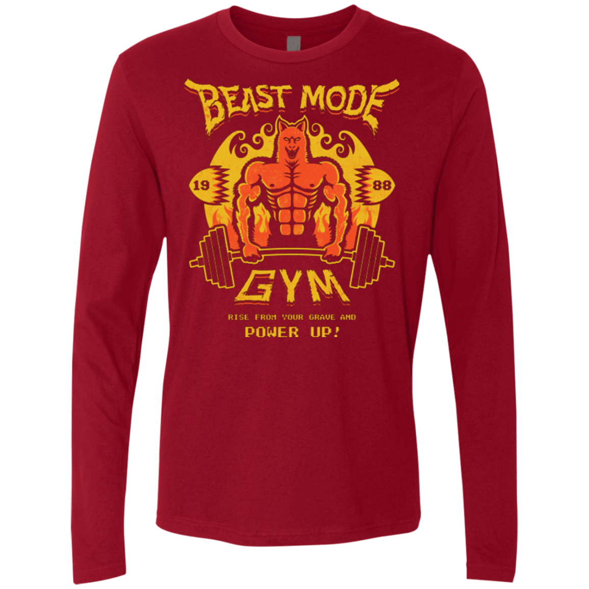 T-Shirts Cardinal / Small Beast Mode Gym Men's Premium Long Sleeve