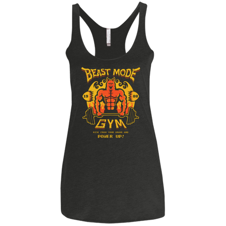 T-Shirts Vintage Black / X-Small Beast Mode Gym Women's Triblend Racerback Tank