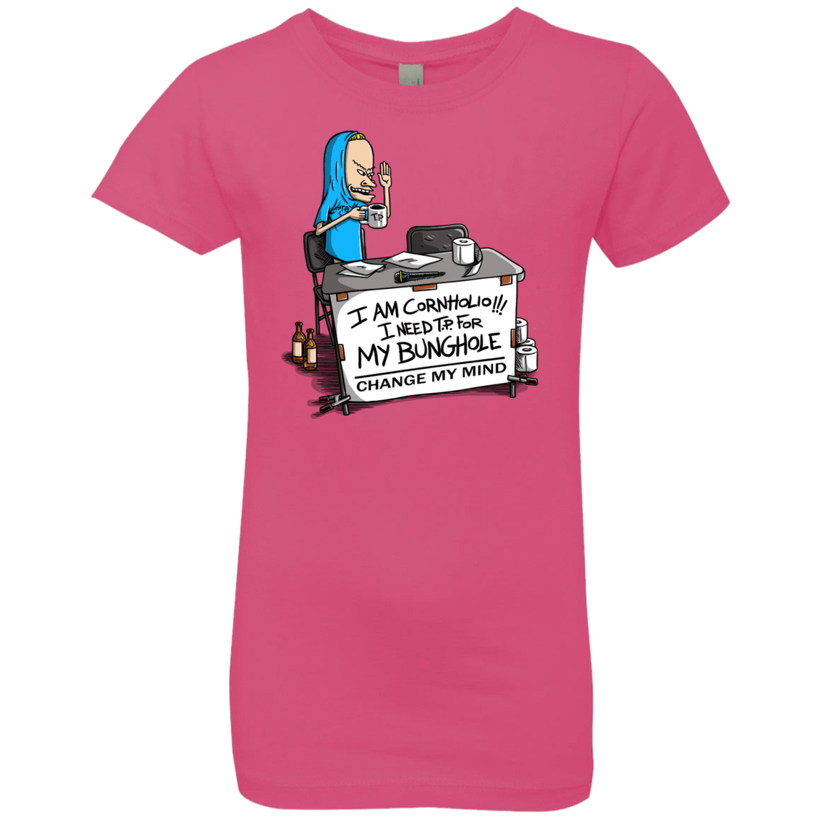 T-Shirts Hot Pink / YXS Beavis Change My Mind Girls Premium T-Shirt
