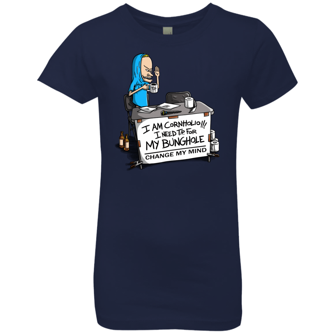 T-Shirts Midnight Navy / YXS Beavis Change My Mind Girls Premium T-Shirt
