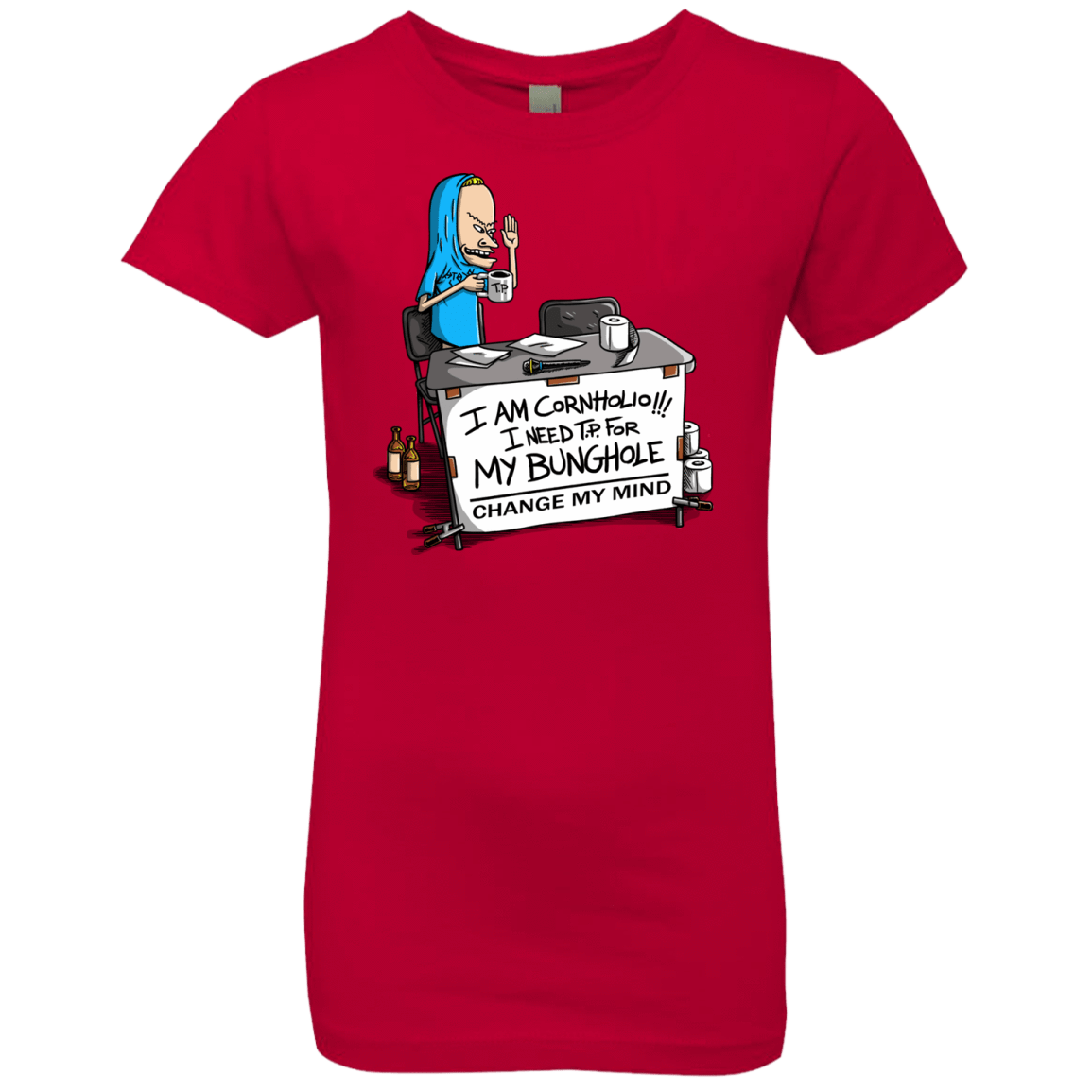 T-Shirts Red / YXS Beavis Change My Mind Girls Premium T-Shirt