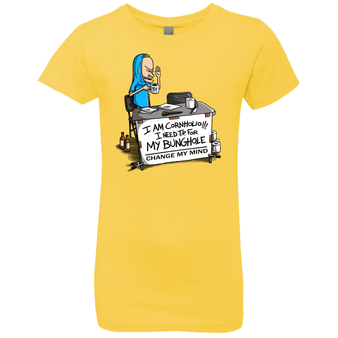 T-Shirts Vibrant Yellow / YXS Beavis Change My Mind Girls Premium T-Shirt