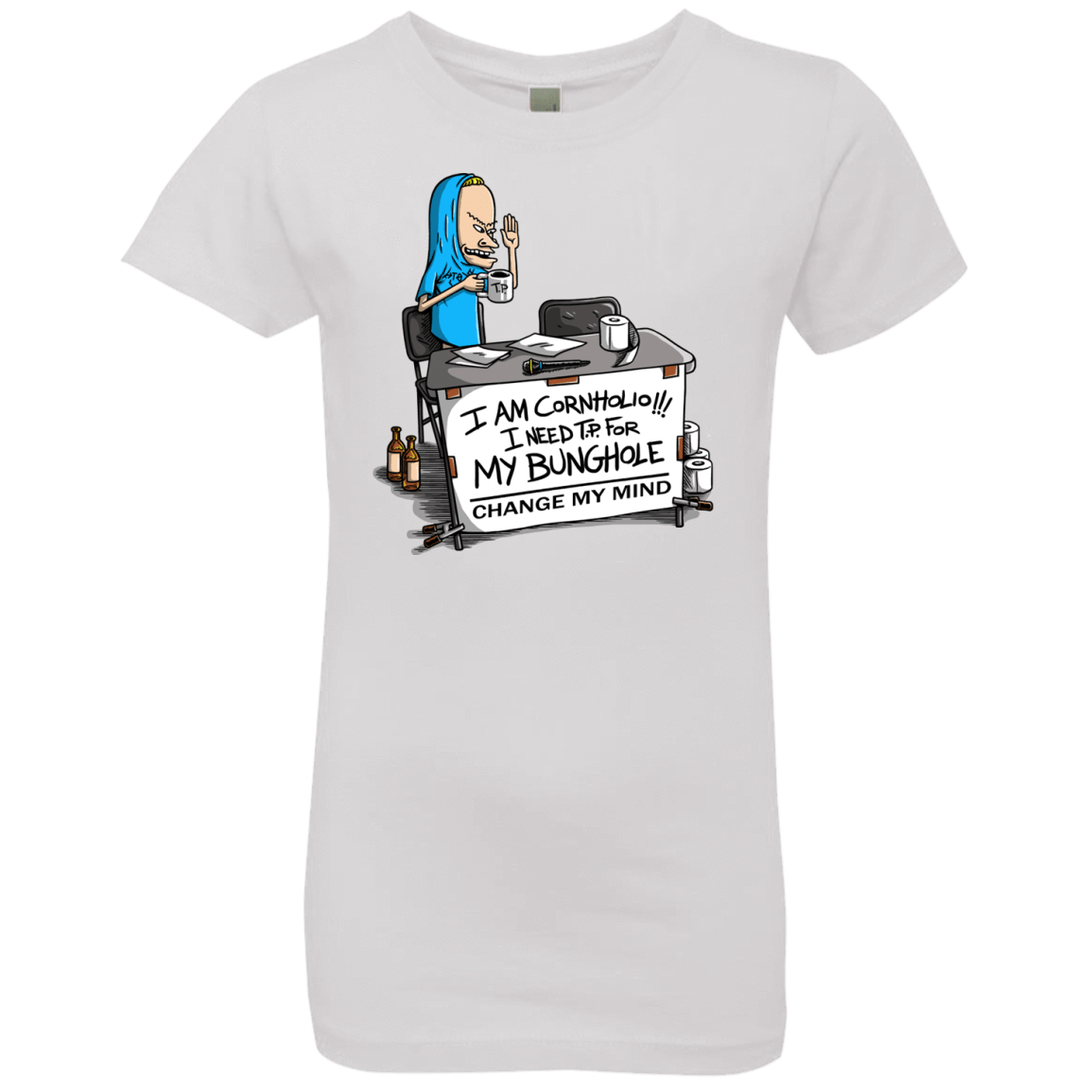 T-Shirts White / YXS Beavis Change My Mind Girls Premium T-Shirt