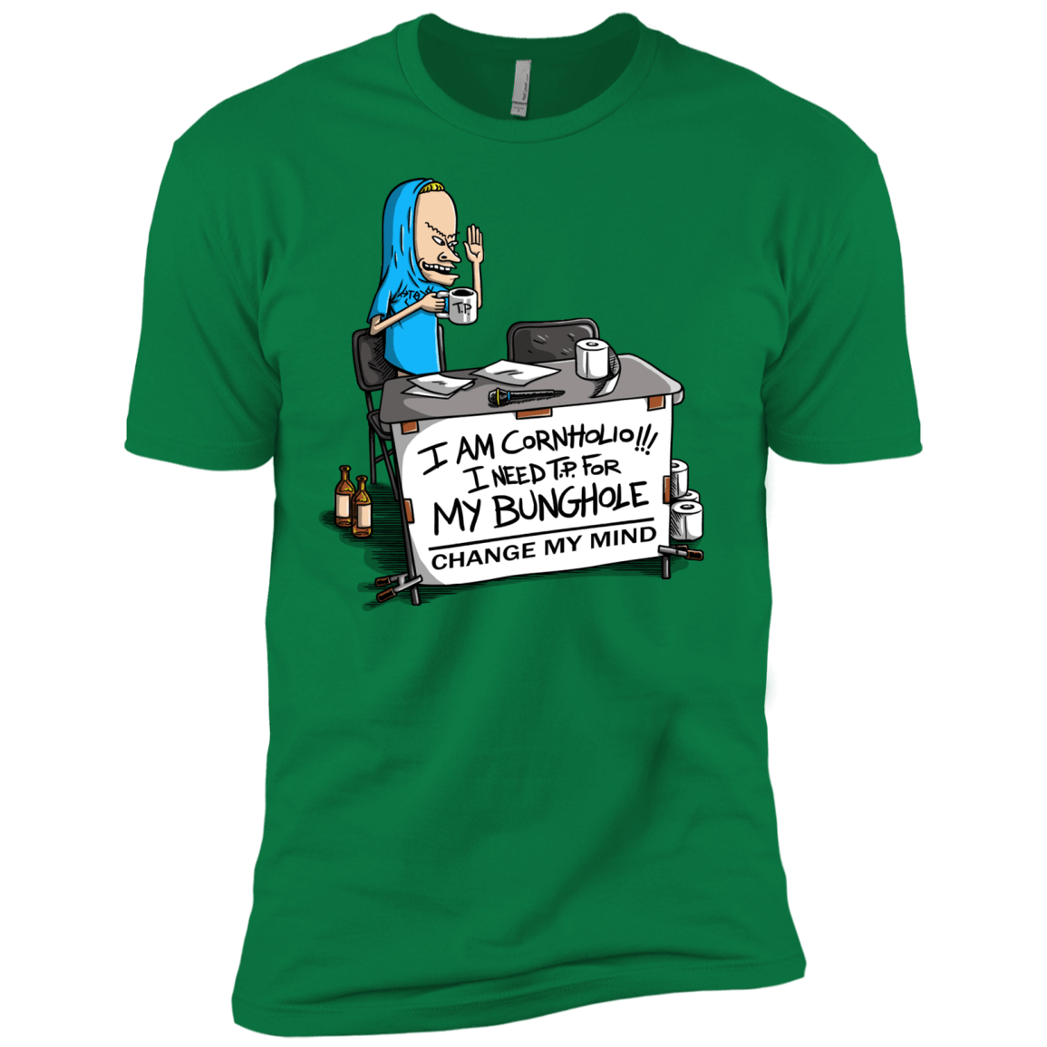 T-Shirts Kelly Green / X-Small Beavis Change My Mind Men's Premium T-Shirt