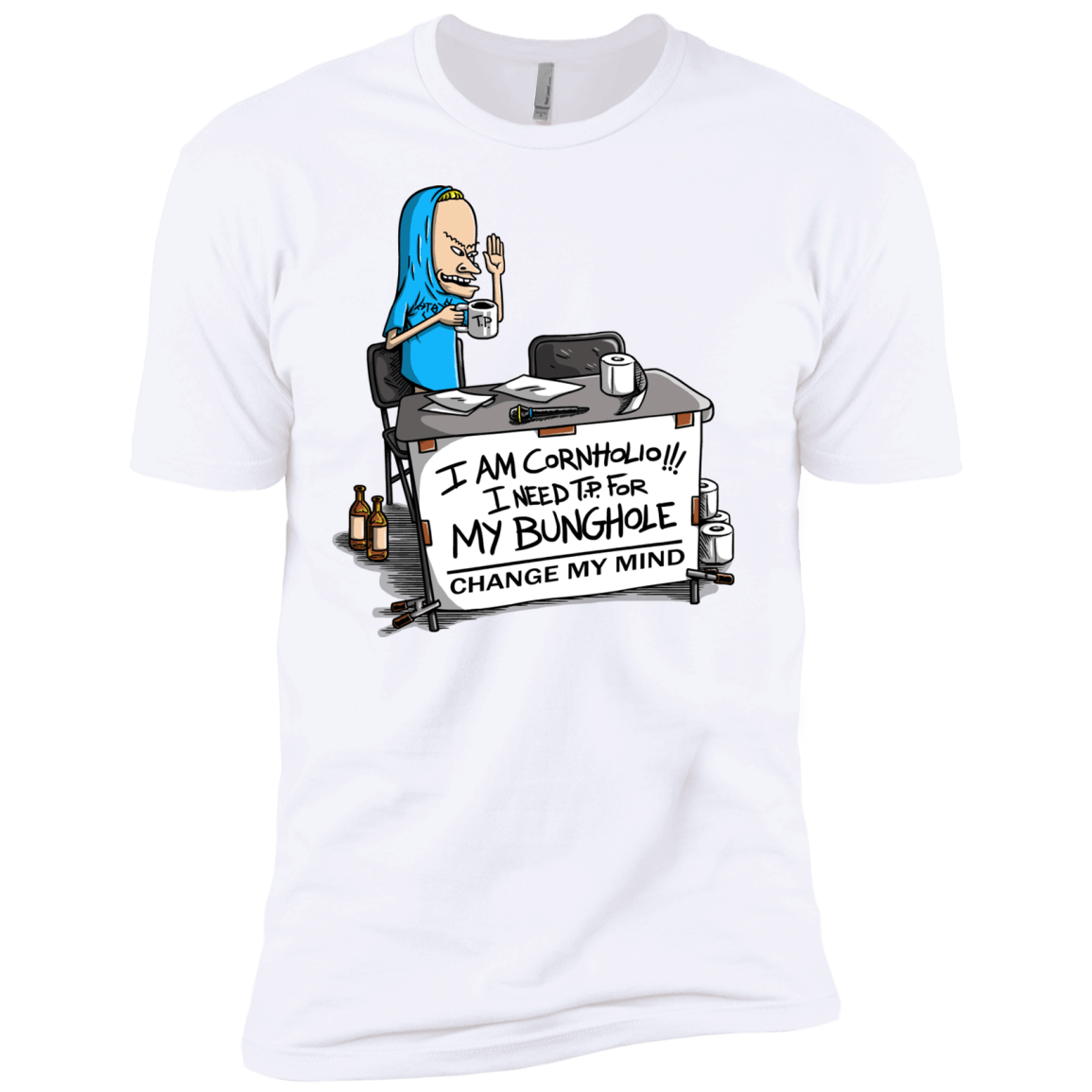 T-Shirts White / X-Small Beavis Change My Mind Men's Premium T-Shirt