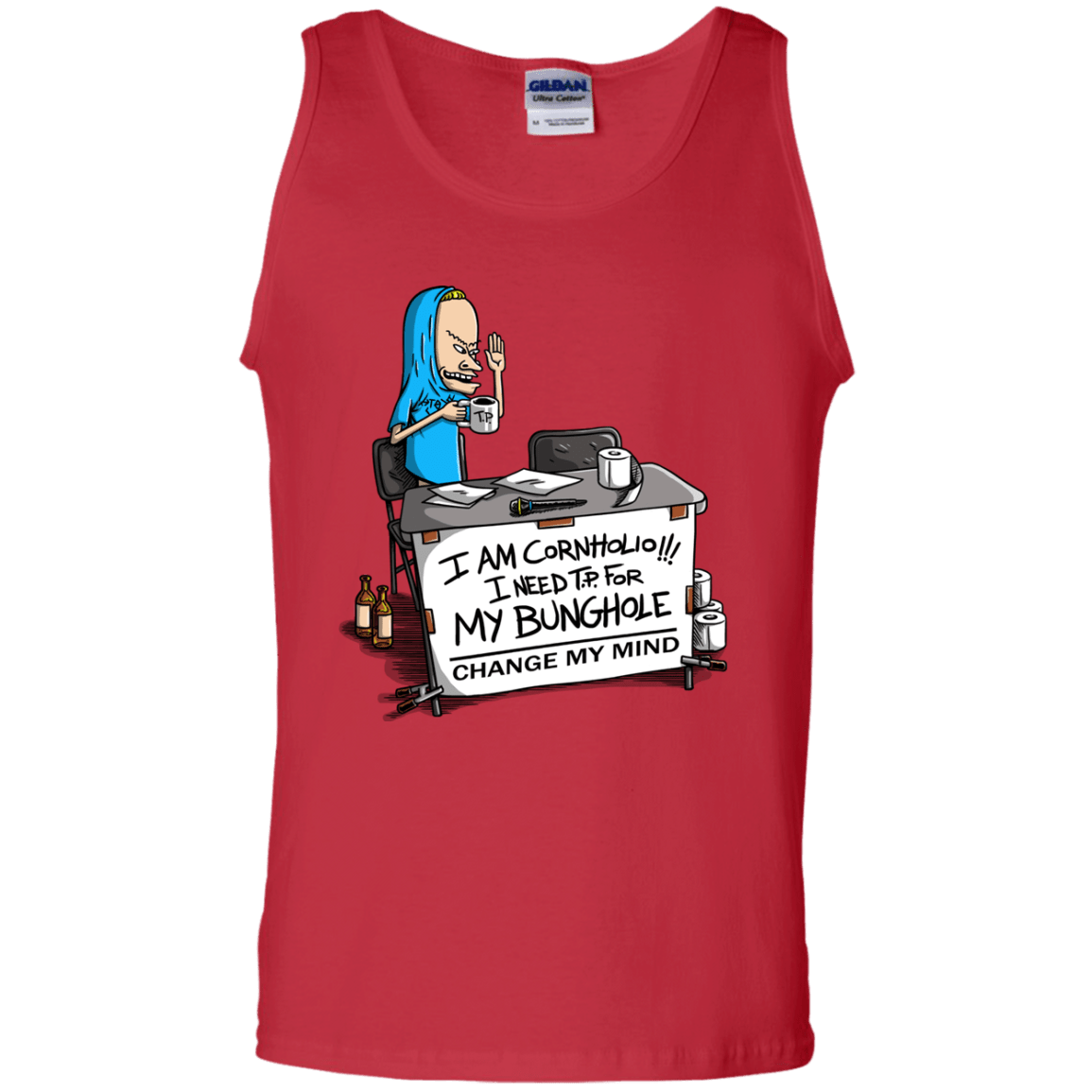 T-Shirts Red / S Beavis Change My Mind Men's Tank Top