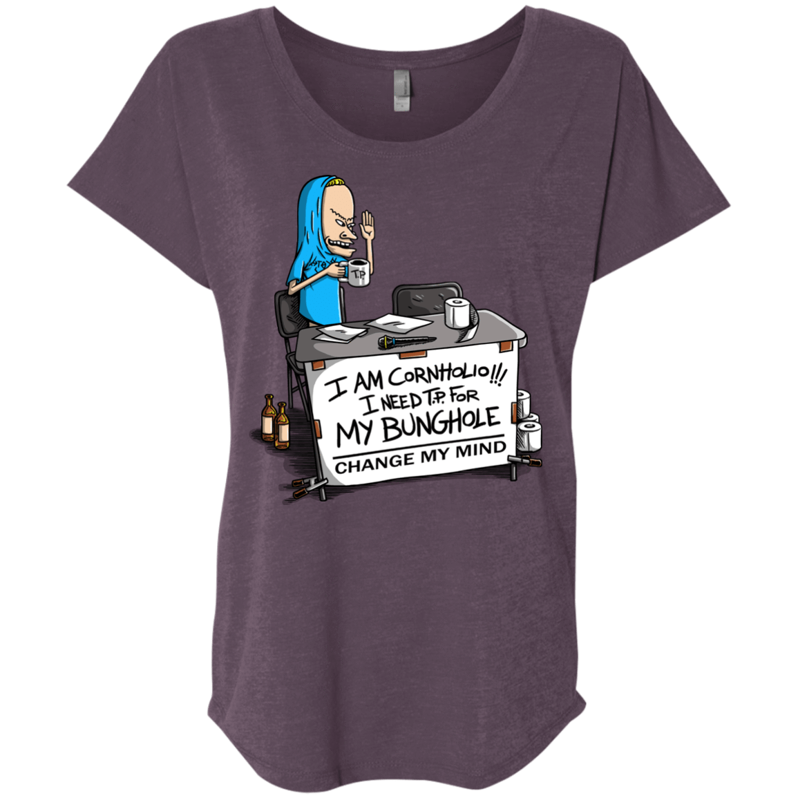 T-Shirts Vintage Purple / X-Small Beavis Change My Mind Triblend Dolman Sleeve