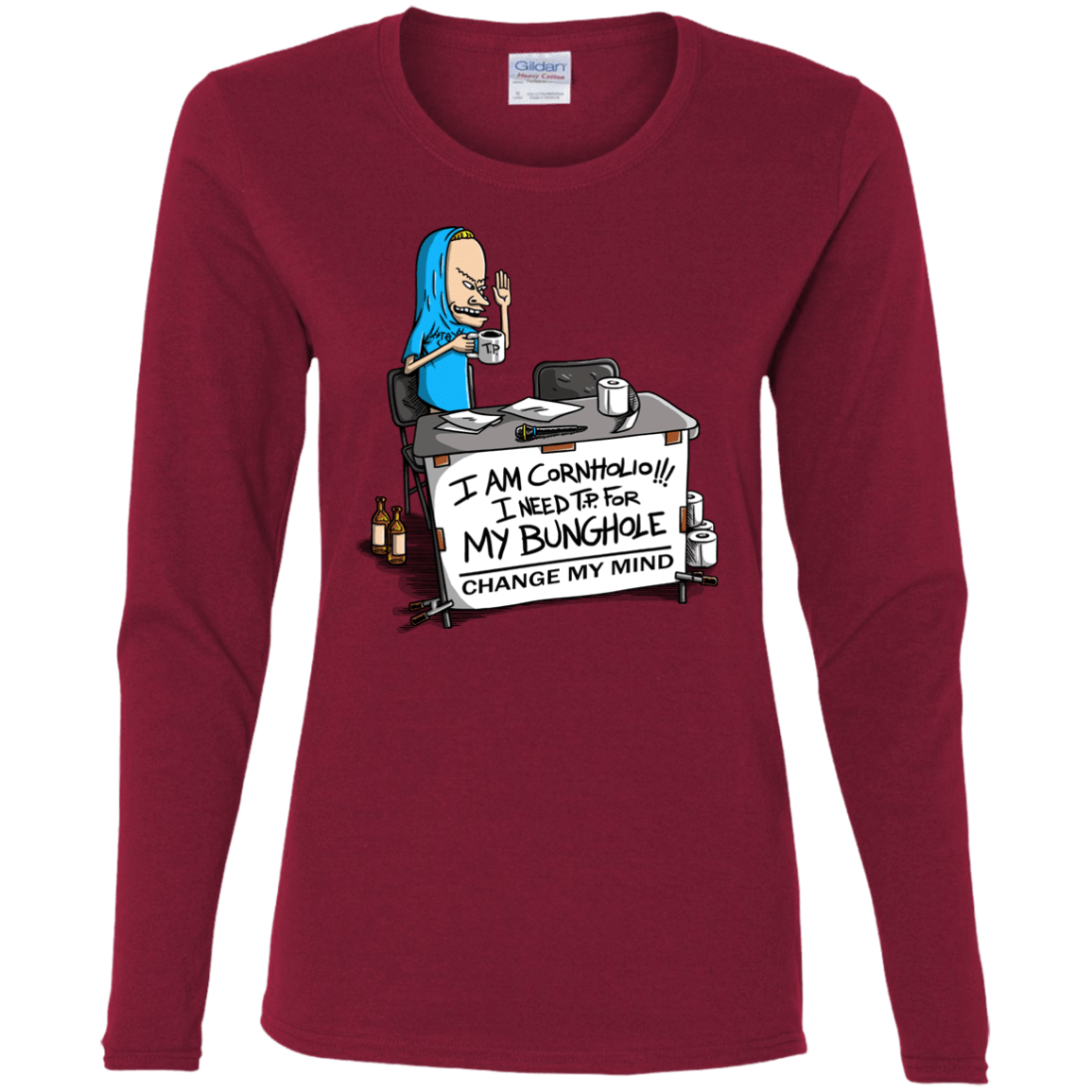 T-Shirts Cardinal / S Beavis Change My Mind Women's Long Sleeve T-Shirt