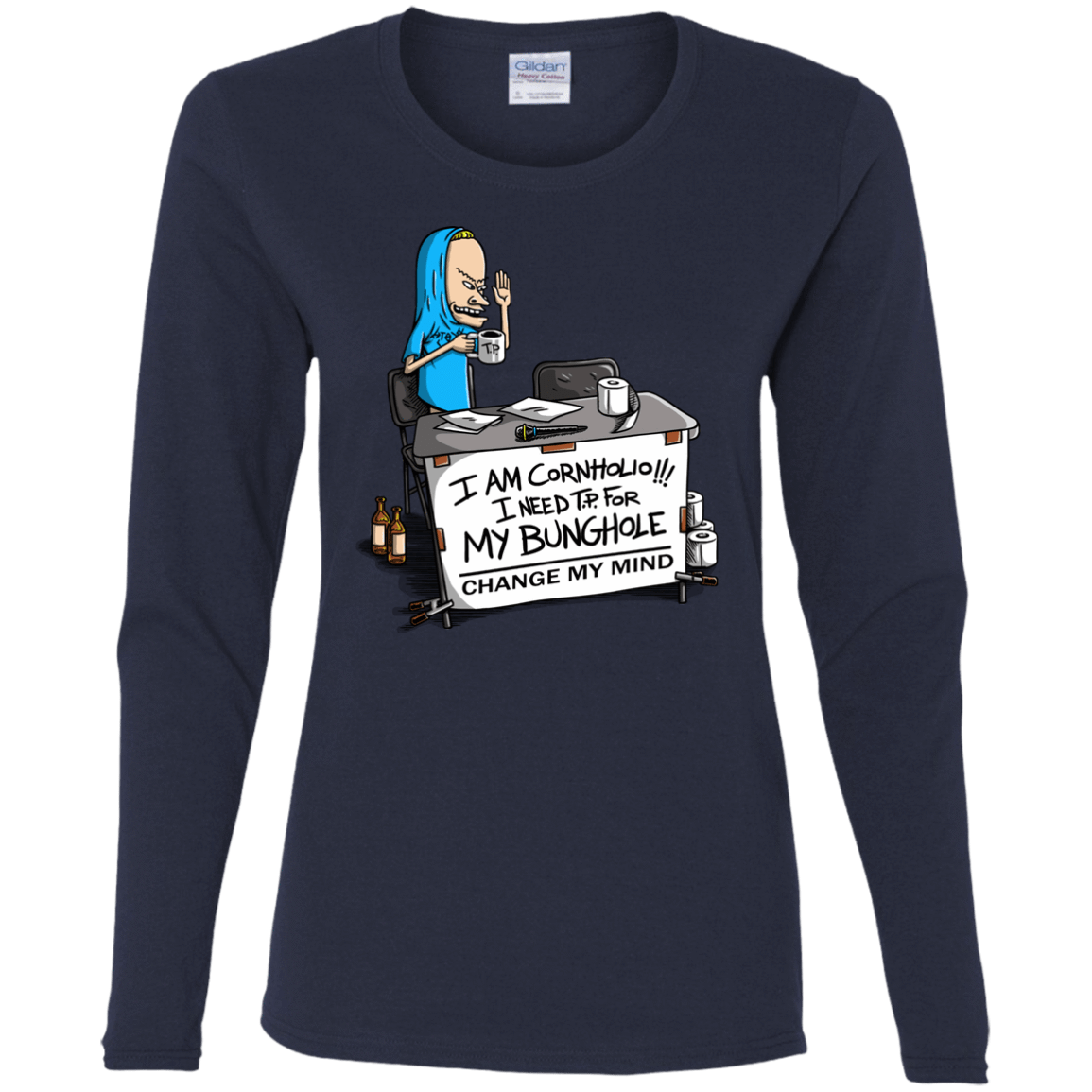 T-Shirts Navy / S Beavis Change My Mind Women's Long Sleeve T-Shirt
