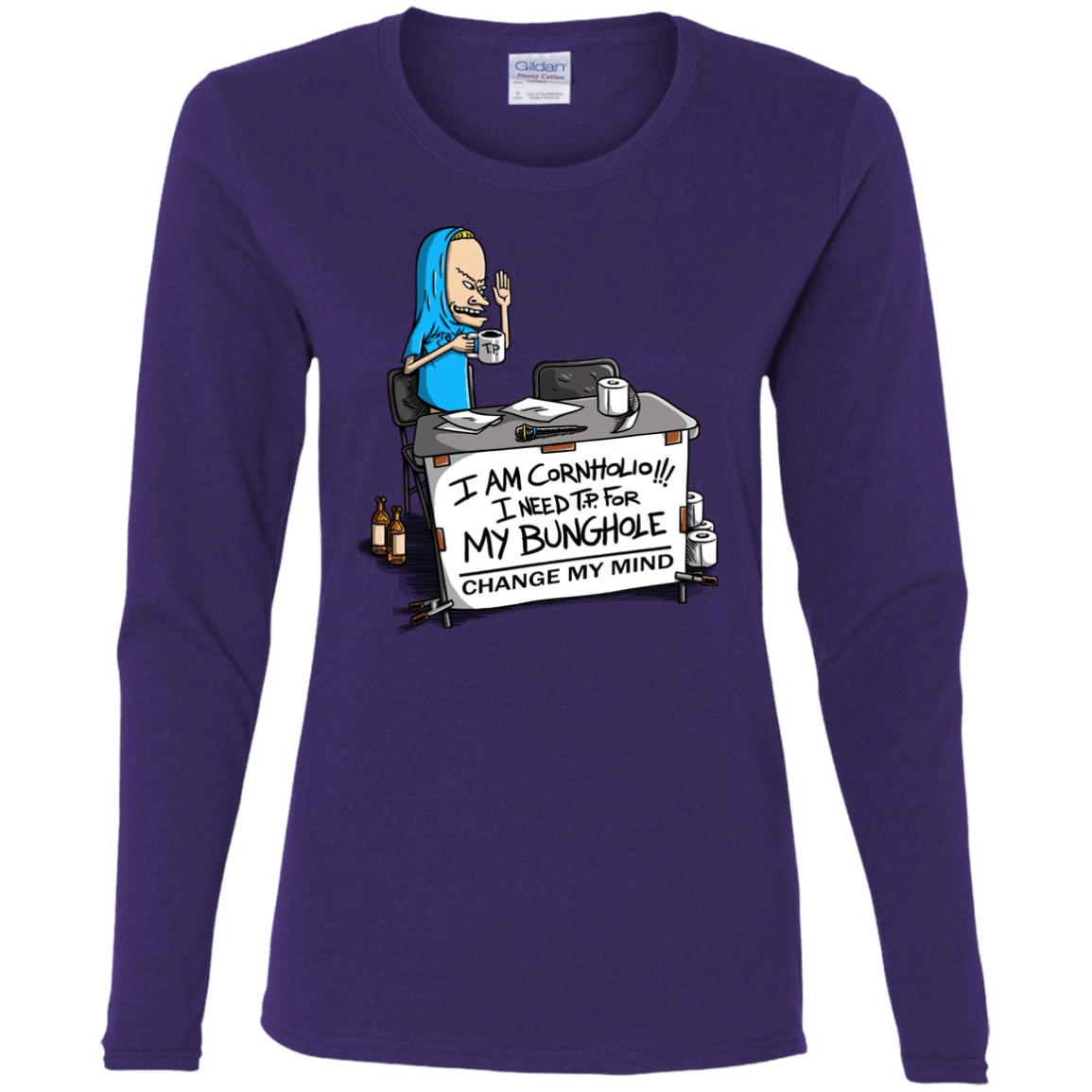 T-Shirts Purple / S Beavis Change My Mind Women's Long Sleeve T-Shirt