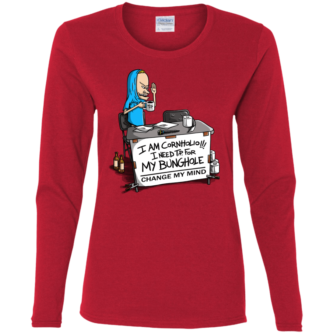 T-Shirts Red / S Beavis Change My Mind Women's Long Sleeve T-Shirt