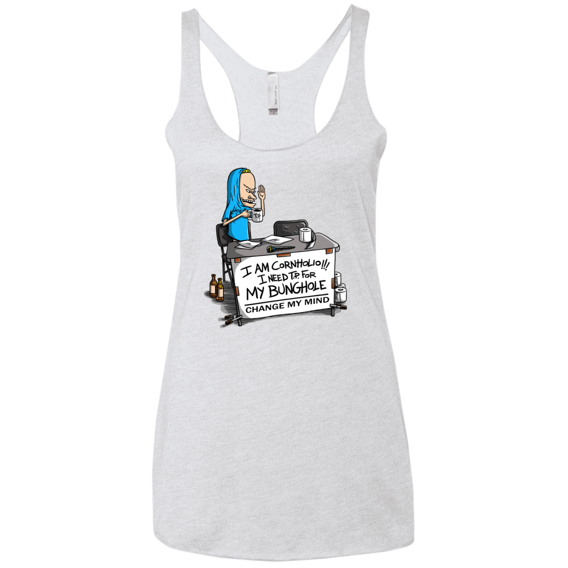 T-Shirts Heather White / X-Small Beavis Change My Mind Women's Triblend Racerback Tank
