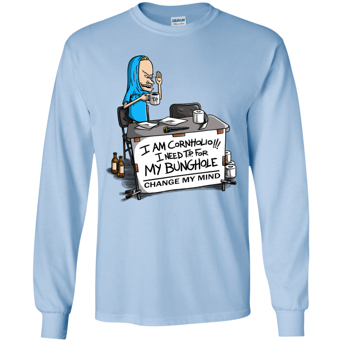 T-Shirts Light Blue / YS Beavis Change My Mind Youth Long Sleeve T-Shirt