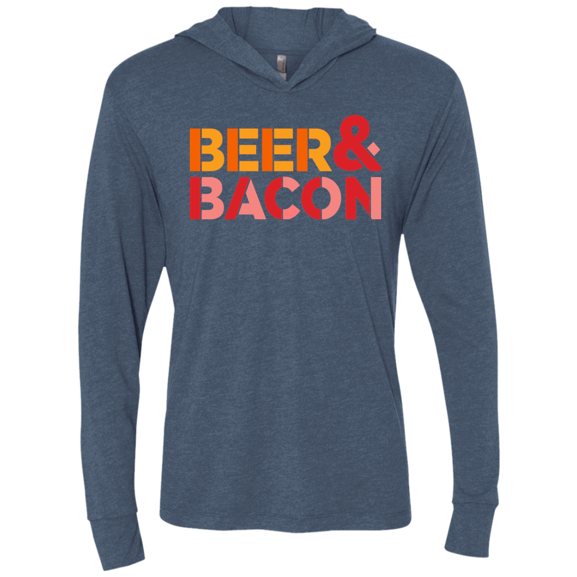 T-Shirts Indigo / X-Small Beer And Bacon Triblend Long Sleeve Hoodie Tee