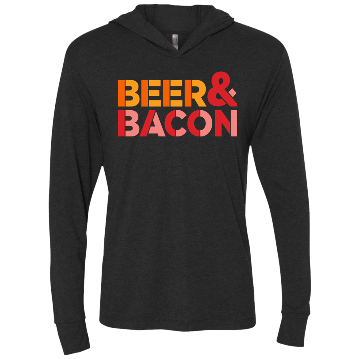 T-Shirts Vintage Black / X-Small Beer And Bacon Triblend Long Sleeve Hoodie Tee