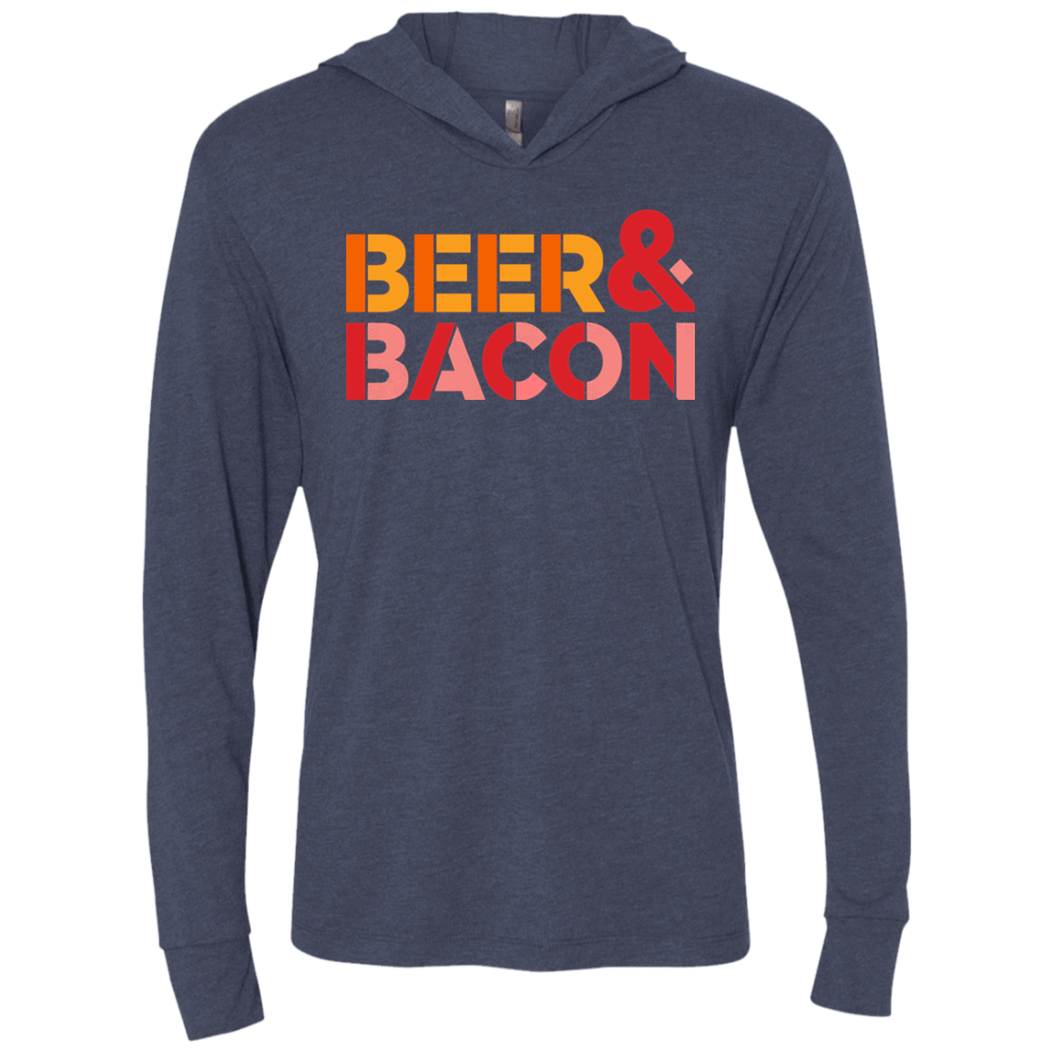 T-Shirts Vintage Navy / X-Small Beer And Bacon Triblend Long Sleeve Hoodie Tee