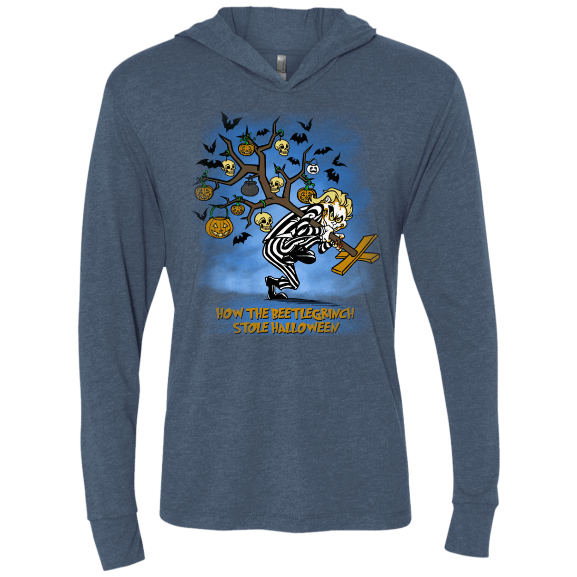 T-Shirts Indigo / X-Small Beetlegrinch Triblend Long Sleeve Hoodie Tee