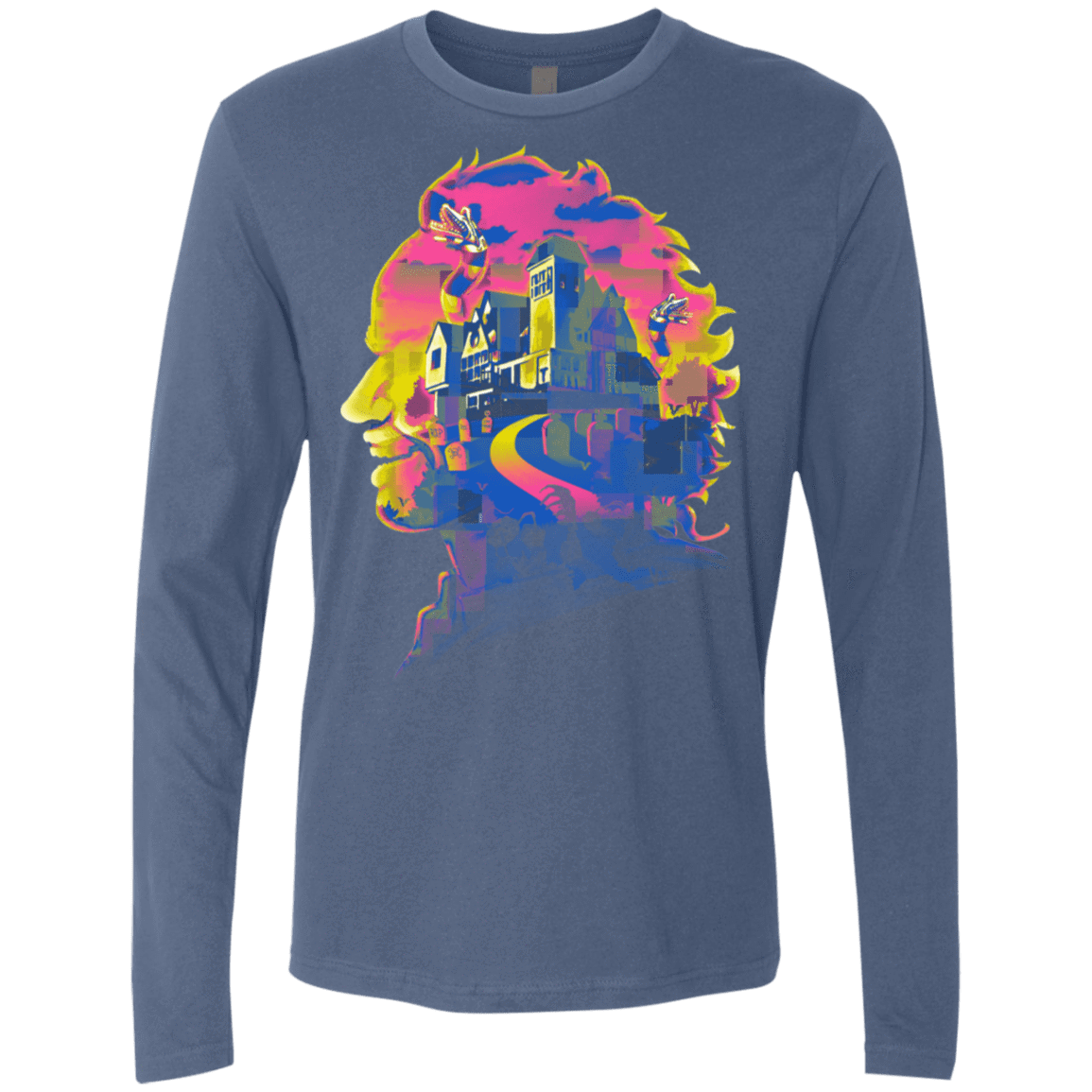 T-Shirts Indigo / S Beetlejuice Silhouette Men's Premium Long Sleeve