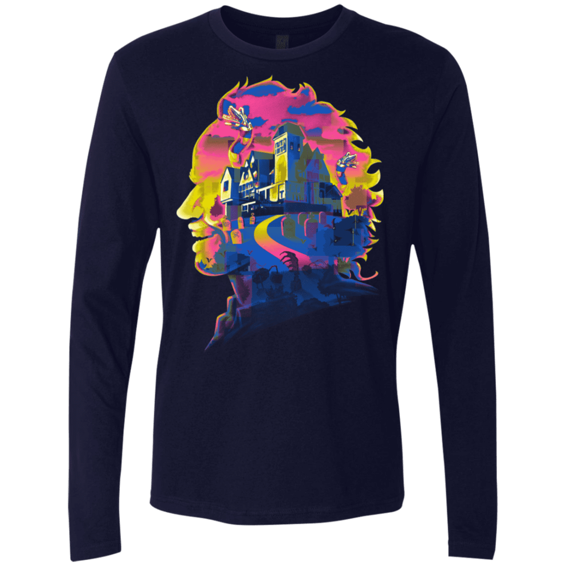 T-Shirts Midnight Navy / S Beetlejuice Silhouette Men's Premium Long Sleeve