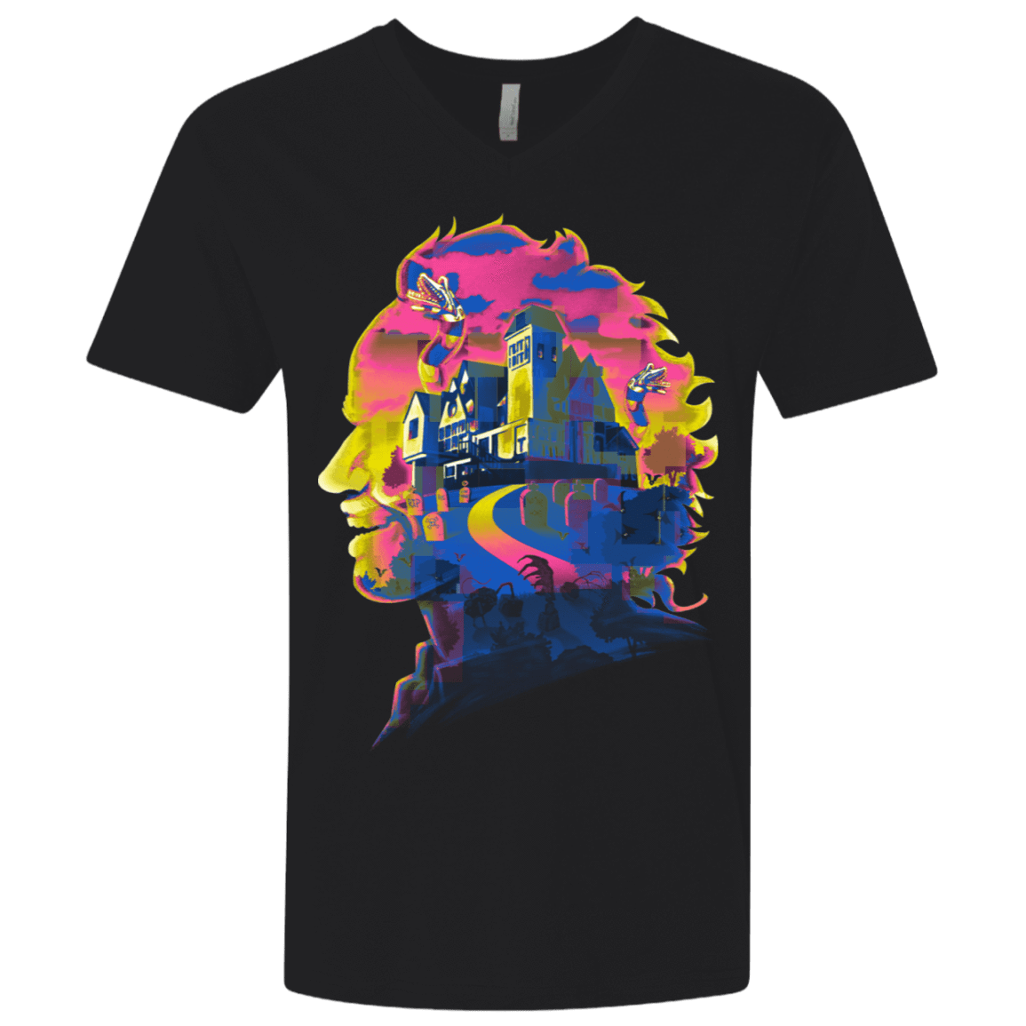 T-Shirts Black / X-Small Beetlejuice Silhouette Men's Premium V-Neck