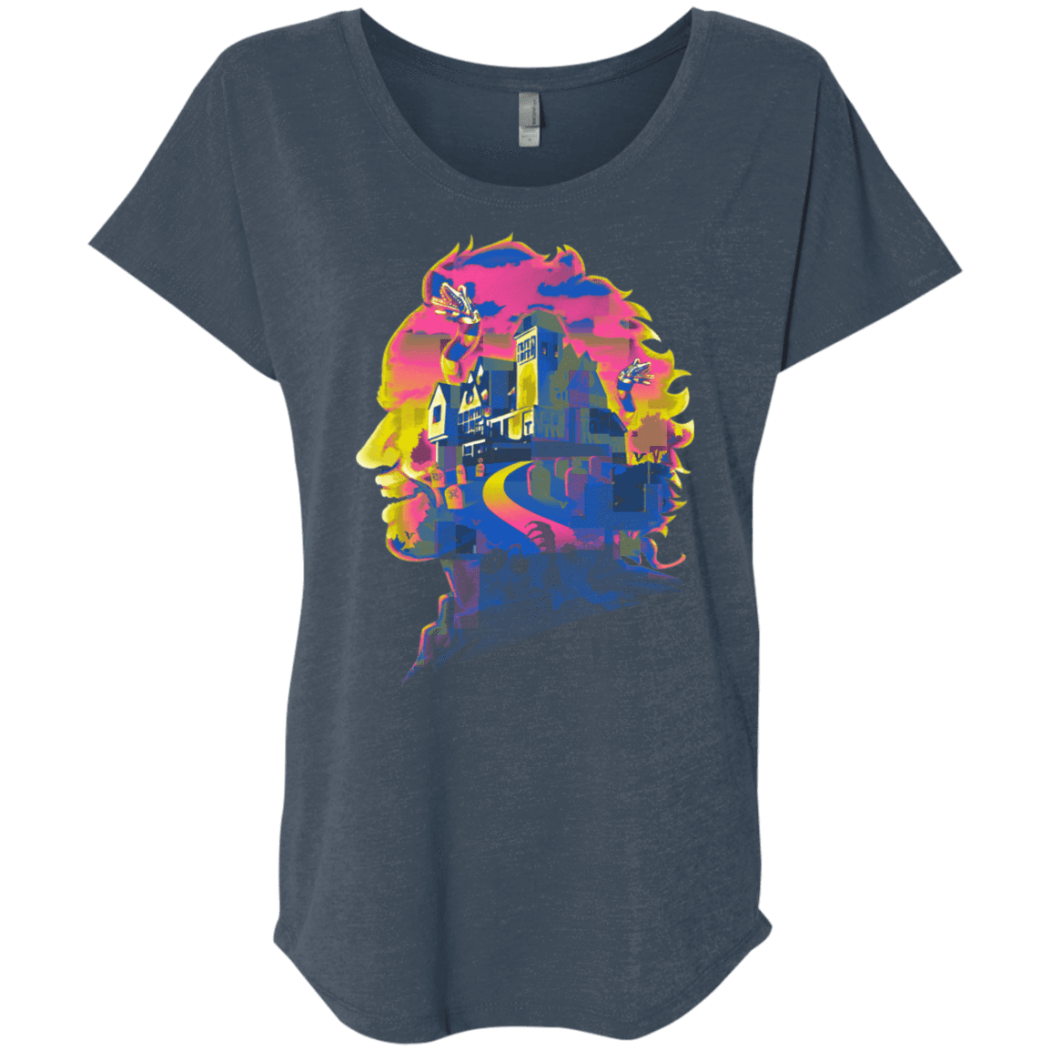 T-Shirts Indigo / X-Small Beetlejuice Silhouette Triblend Dolman Sleeve