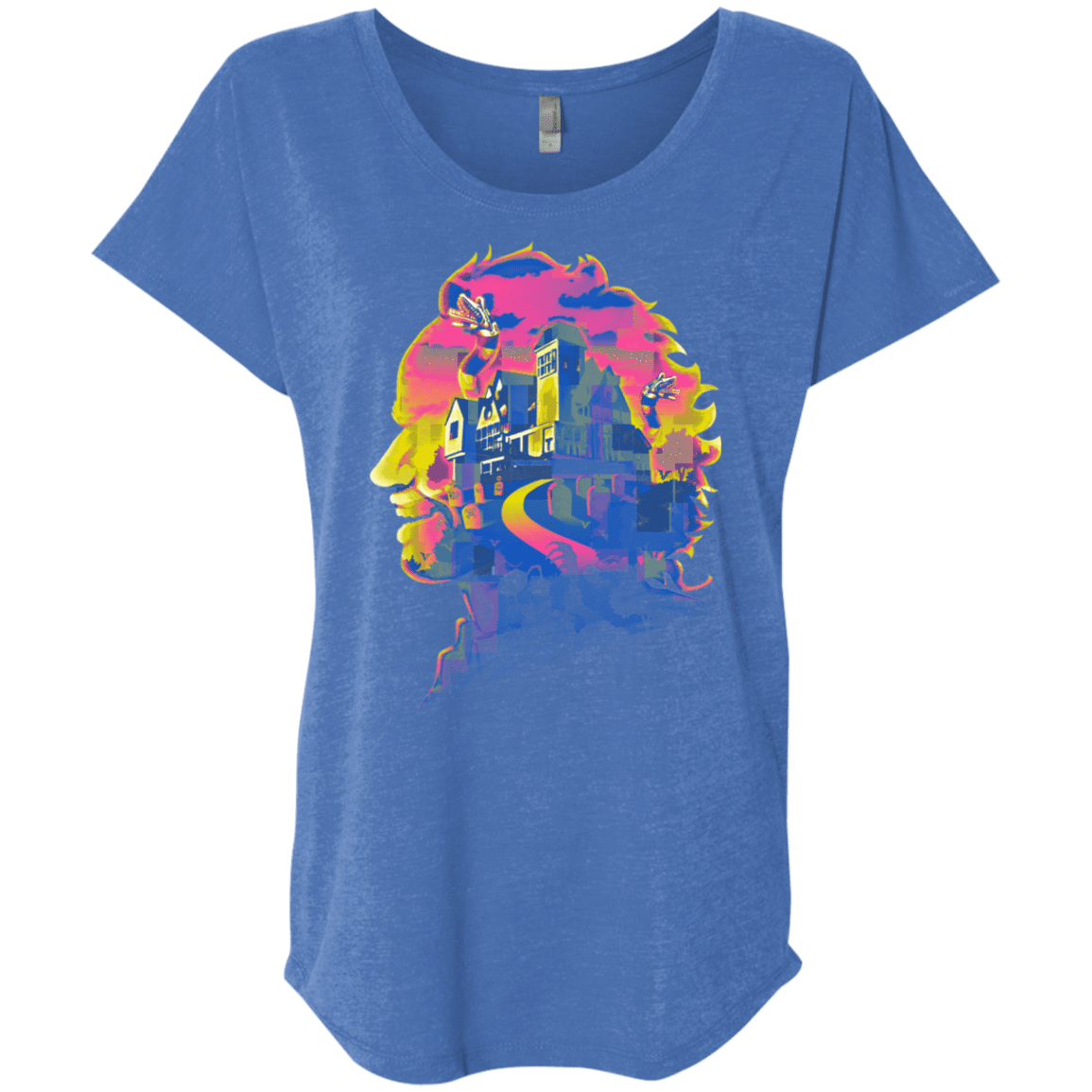 T-Shirts Vintage Royal / X-Small Beetlejuice Silhouette Triblend Dolman Sleeve