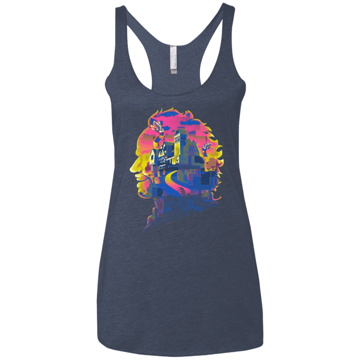 T-Shirts Vintage Navy / X-Small Beetlejuice Silhouette Women's Triblend Racerback Tank