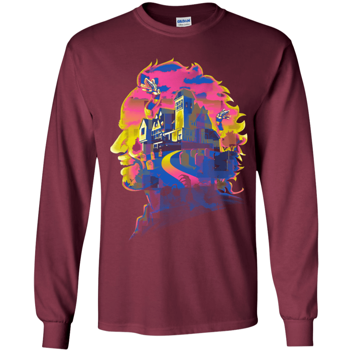 T-Shirts Maroon / YS Beetlejuice Silhouette Youth Long Sleeve T-Shirt