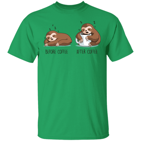 T-Shirts Irish Green / S Before After Coffee Sloth T-Shirt