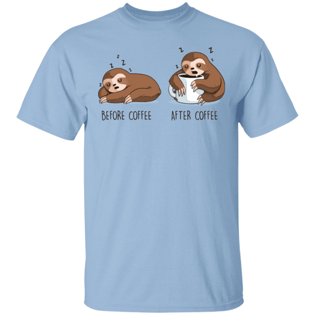 T-Shirts Light Blue / S Before After Coffee Sloth T-Shirt