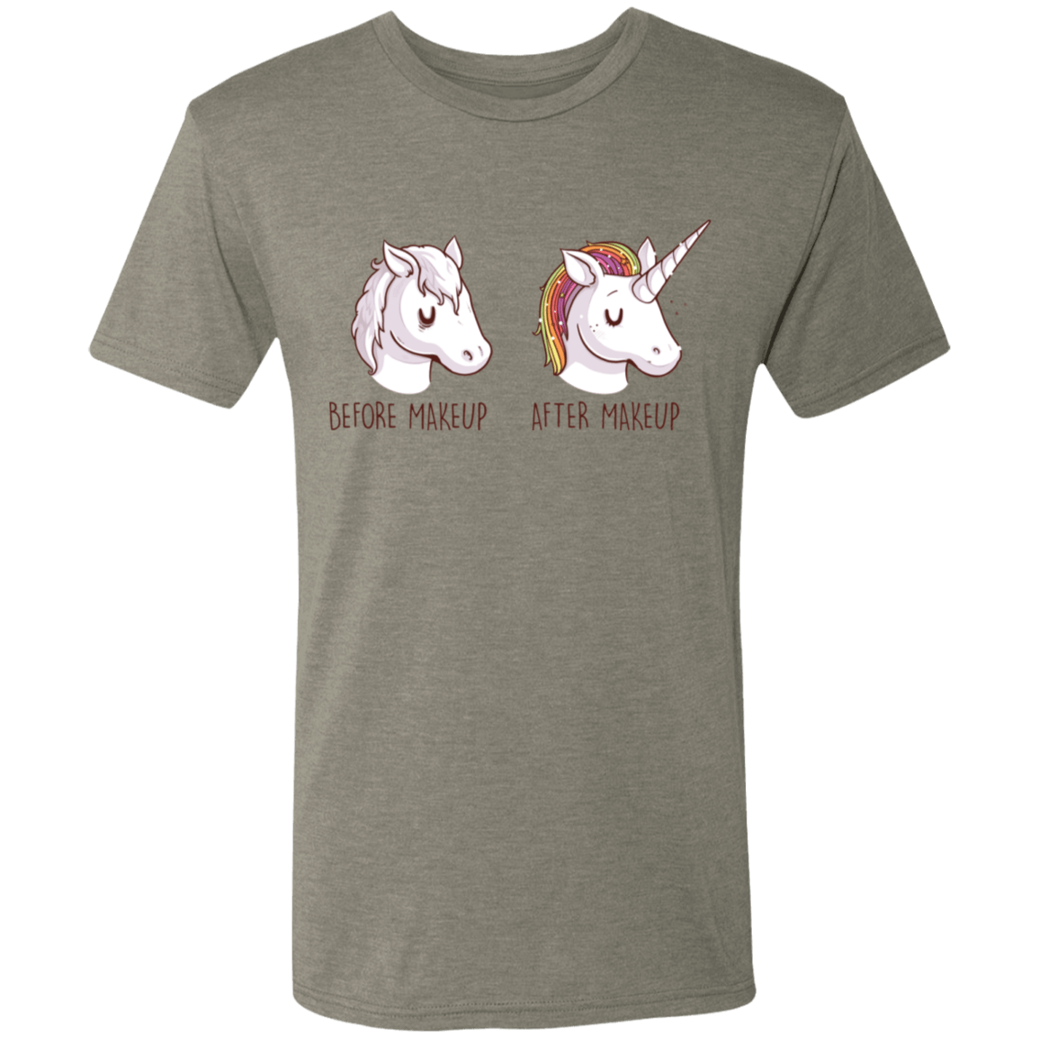 T-Shirts Venetian Grey / S Before After Makeup Unicorn Men's Triblend T-Shirt