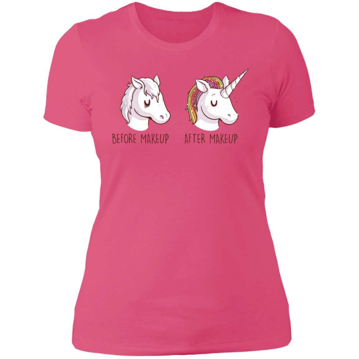 T-Shirts Hot Pink / S Before After Makeup Unicorn Women's Premium T-Shirt
