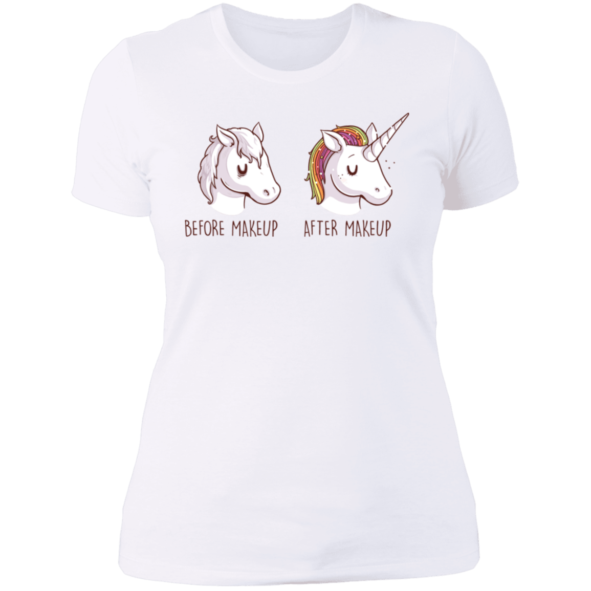 T-Shirts White / S Before After Makeup Unicorn Women's Premium T-Shirt