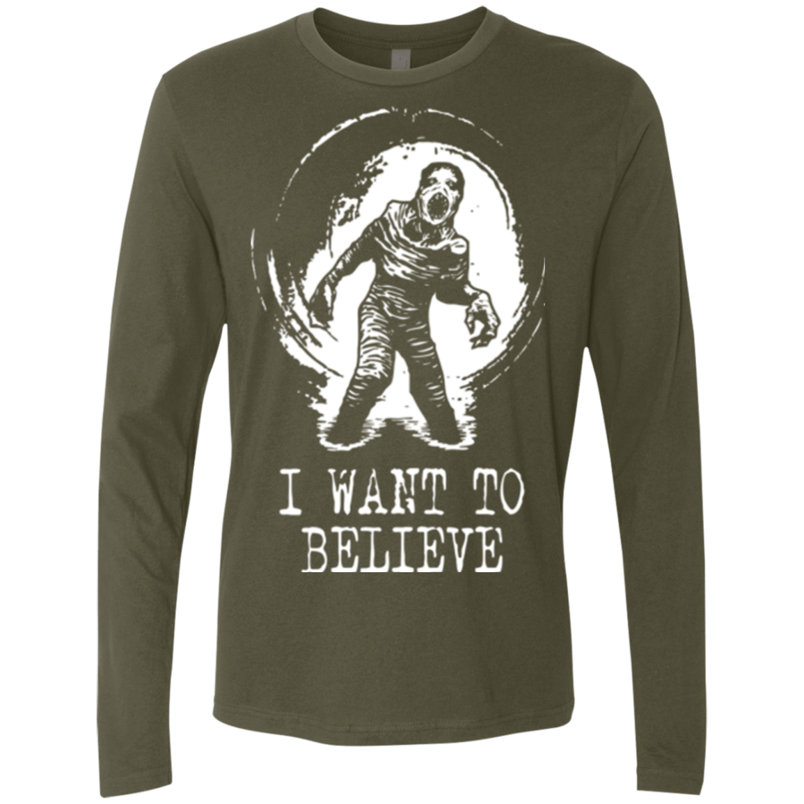 T-Shirts Military Green / Small Believe in Flukeman Men's Premium Long Sleeve