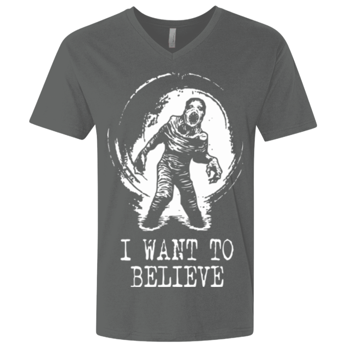 T-Shirts Heavy Metal / X-Small Believe in Flukeman Men's Premium V-Neck