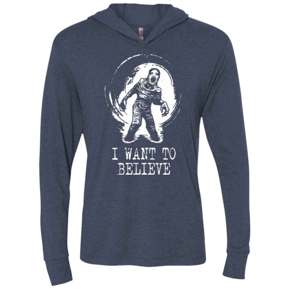 T-Shirts Vintage Navy / X-Small Believe in Flukeman Triblend Long Sleeve Hoodie Tee