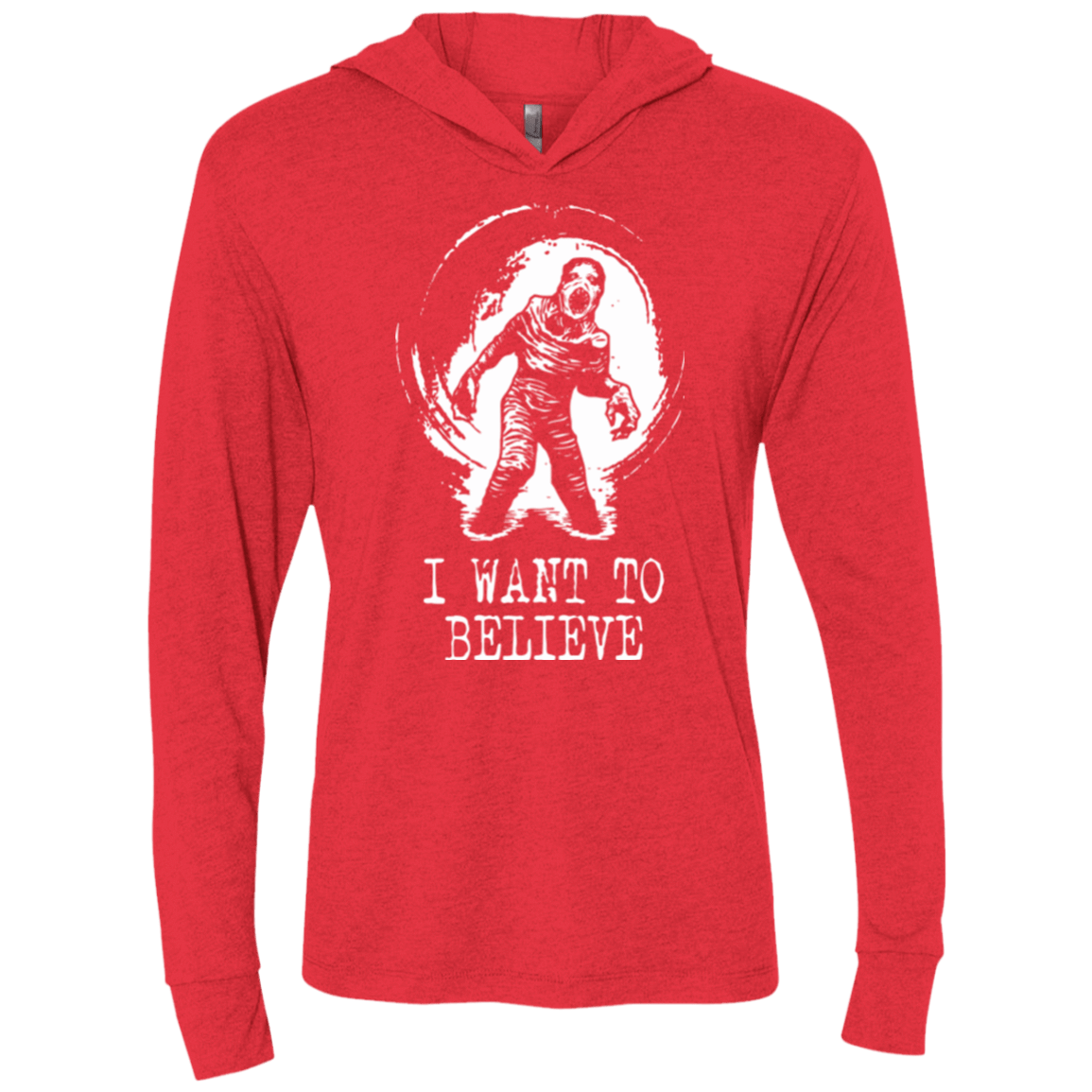 T-Shirts Vintage Red / X-Small Believe in Flukeman Triblend Long Sleeve Hoodie Tee