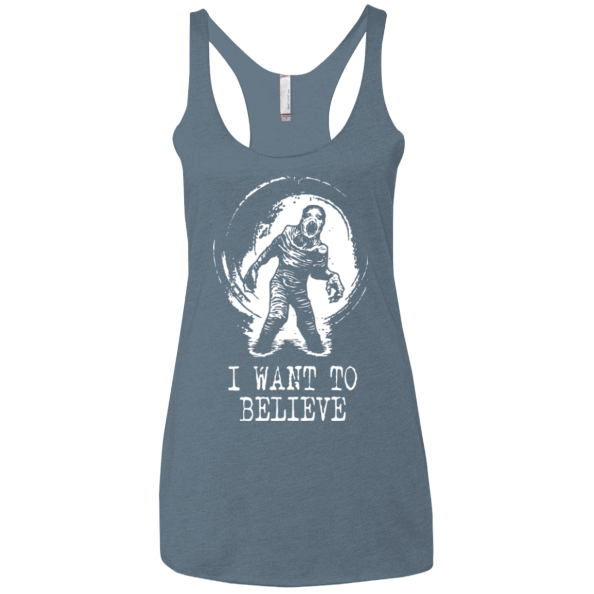 T-Shirts Indigo / X-Small Believe in Flukeman Women's Triblend Racerback Tank